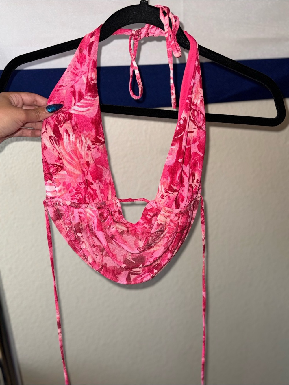 Bear Dance Hot Pink Floral Halter Top